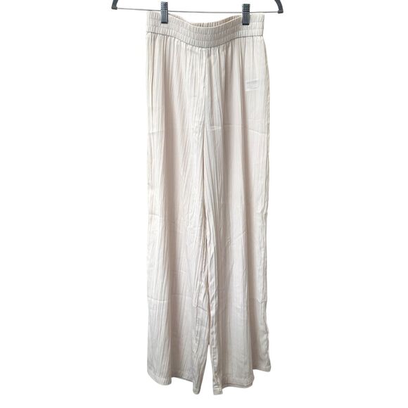 ZARA Crinkle Wide Leg Pants White X-Small - Picture 2 of 5